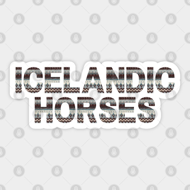 Icelandic Horse Knit Look Icelandic Sweater Brown Blue Sticker by hexchen09